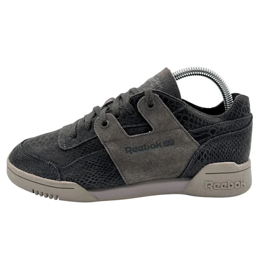 Reebok Workout Plus Sneakers Low Top Casual Shoes Men's 8.5 Gray‎ Snake Print